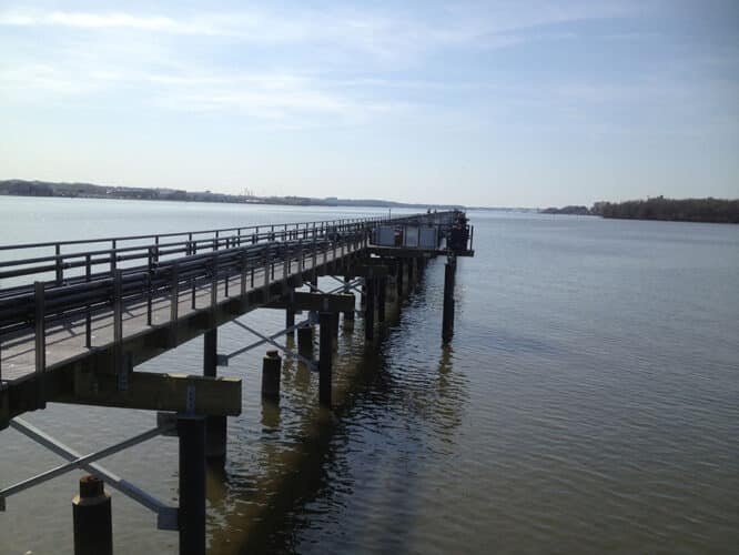 Champion Duct® RTRC fiberglass conduit at Reagan Washington National pier in a saltwater coastal environment.