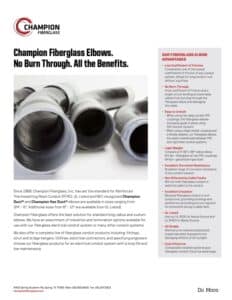 Cover of the Champion Fiberglass no-burn-through applications flyer for cable pull protection