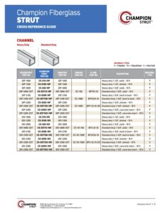 Cover of the Champion Strut™ cross-reference guide for matching metallic strut part numbers