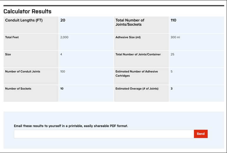 Epoxy Adhesive Calculator Results