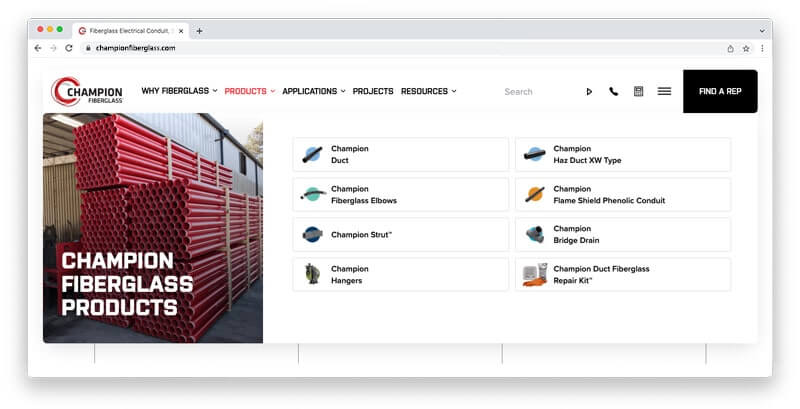 New website navigation screenshot
