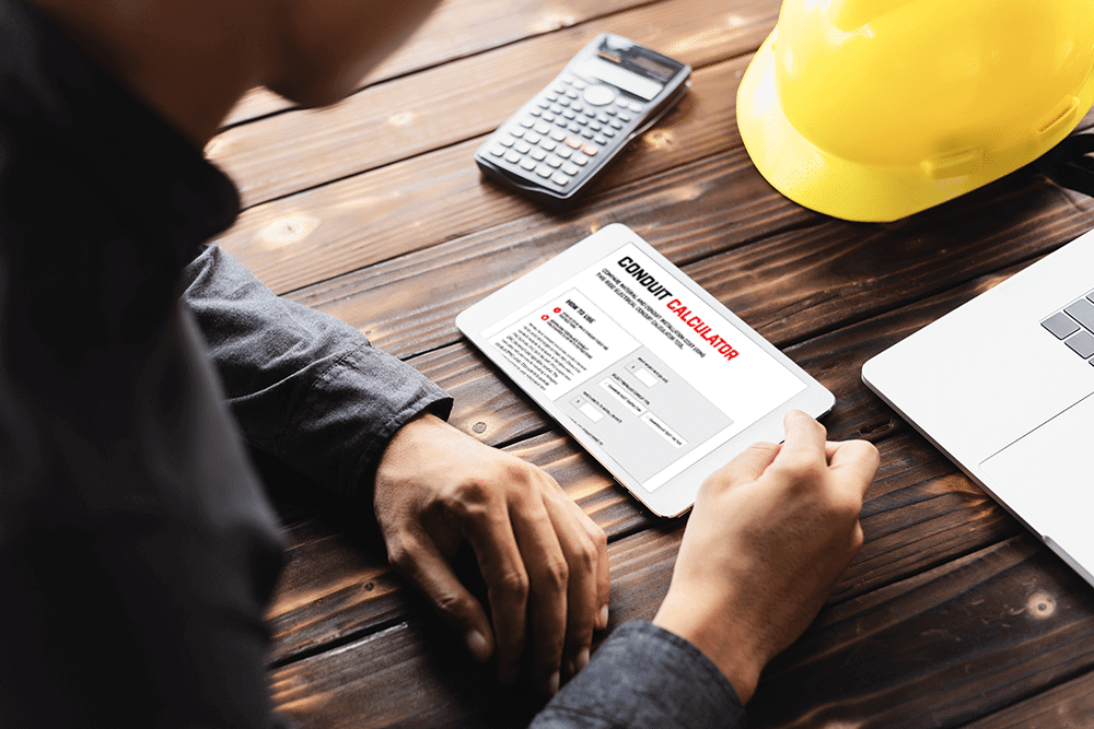 Electrical contractor using Champion Fiberglass Conduit Calculator